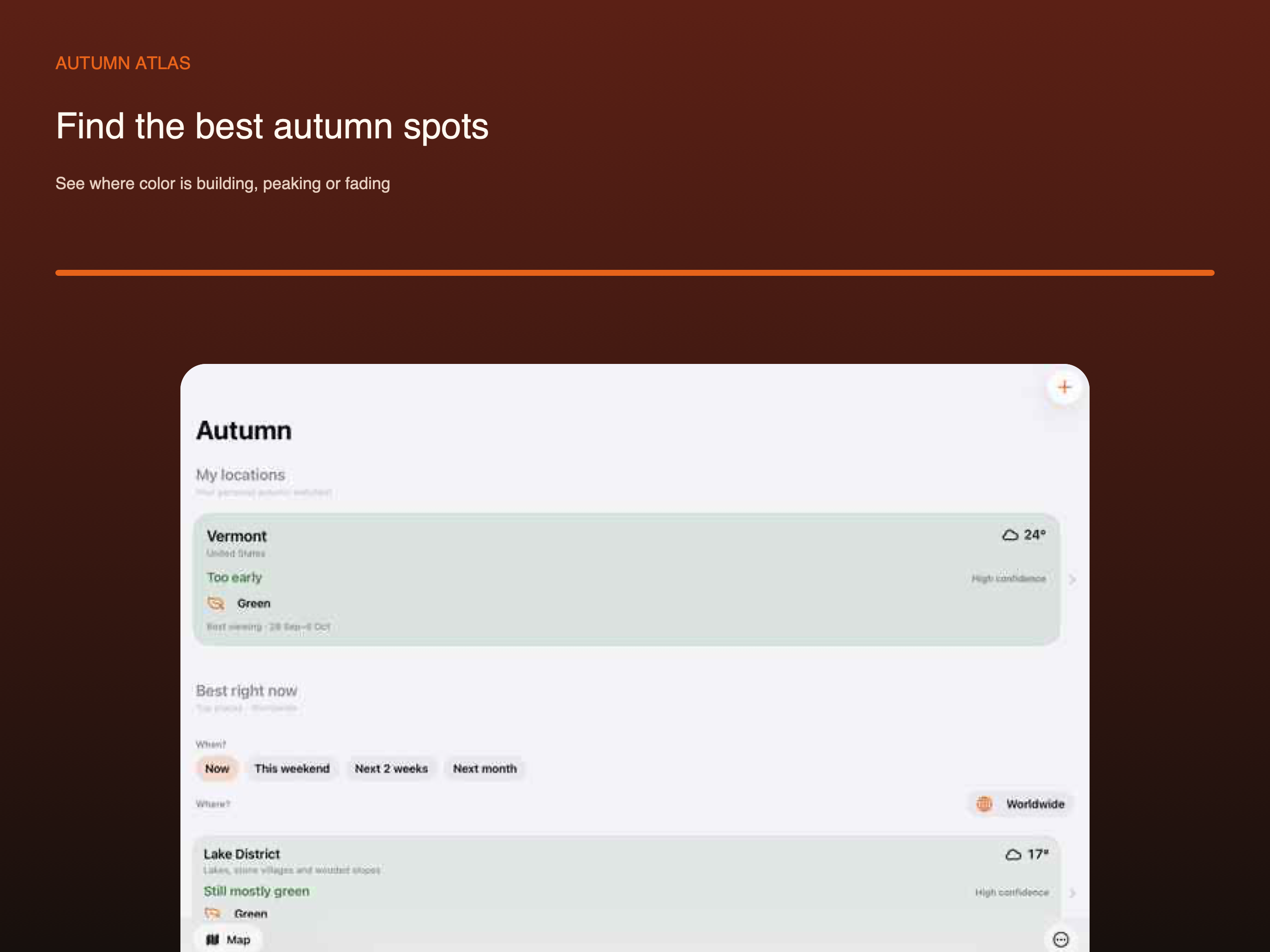 Autumn Atlas recommendations on iPad
