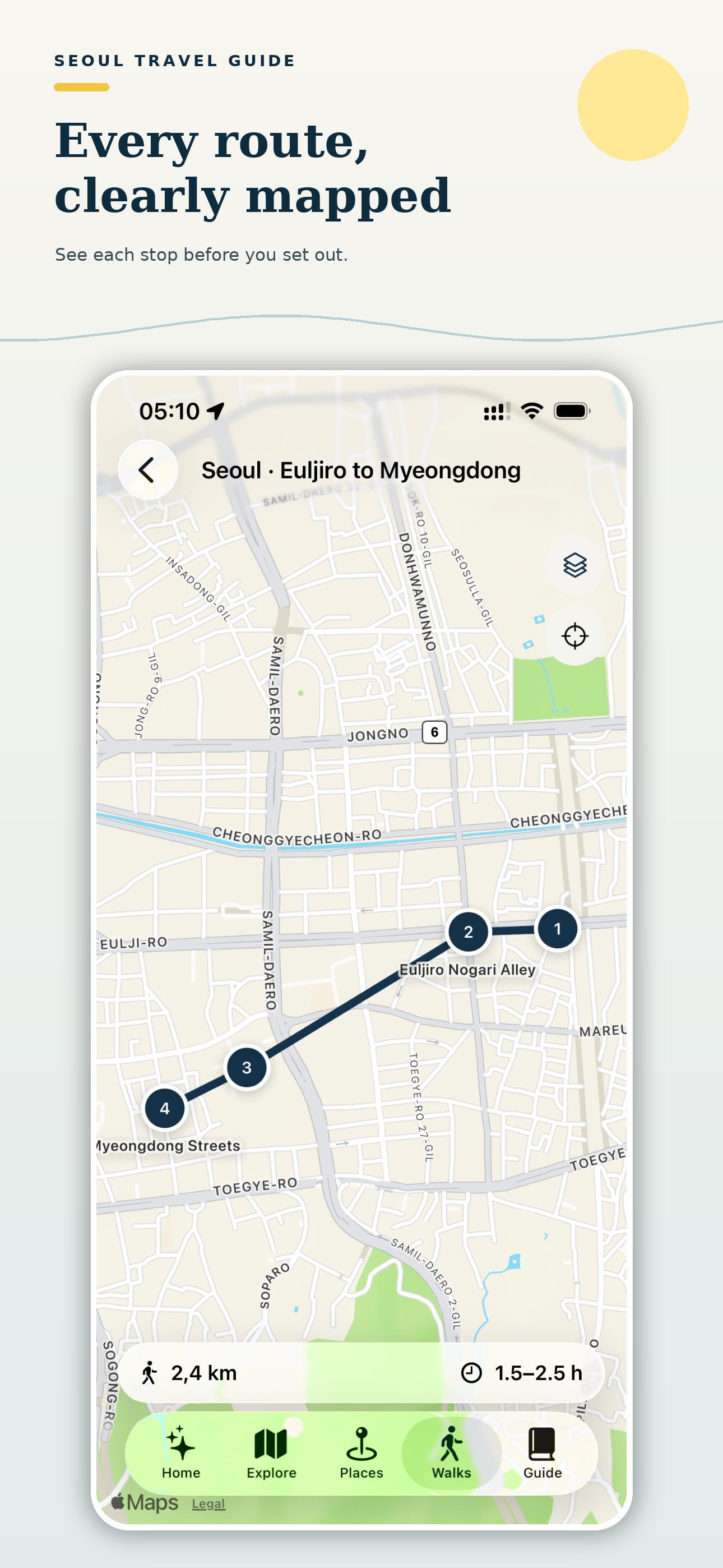 Travel Guide Seoul place details and city map